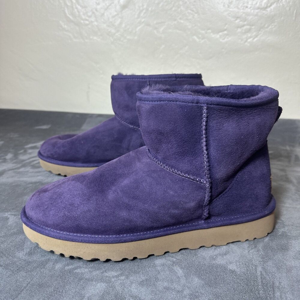 10 Deep Purple Suede Short Classic UGG SHEARLING FOOT BED BOOTS EUR 41 Women’s